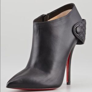 CHRISTIAN LOUBOUTIN Black Huguette Nappa Leather  120mm Boots Booties 35…